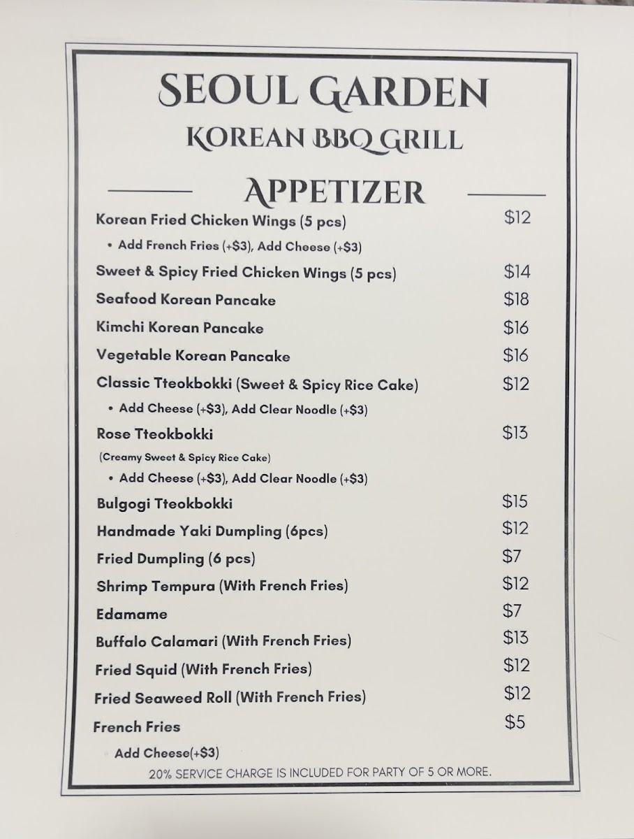 Menu Seoul Garden (한국 레스토랑)-2