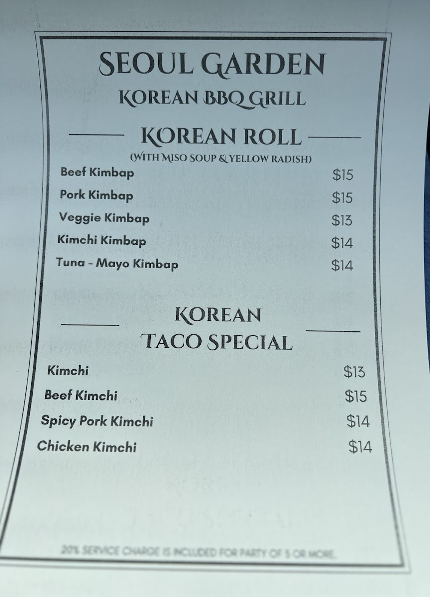 Menu Seoul Garden (한국 레스토랑)-9